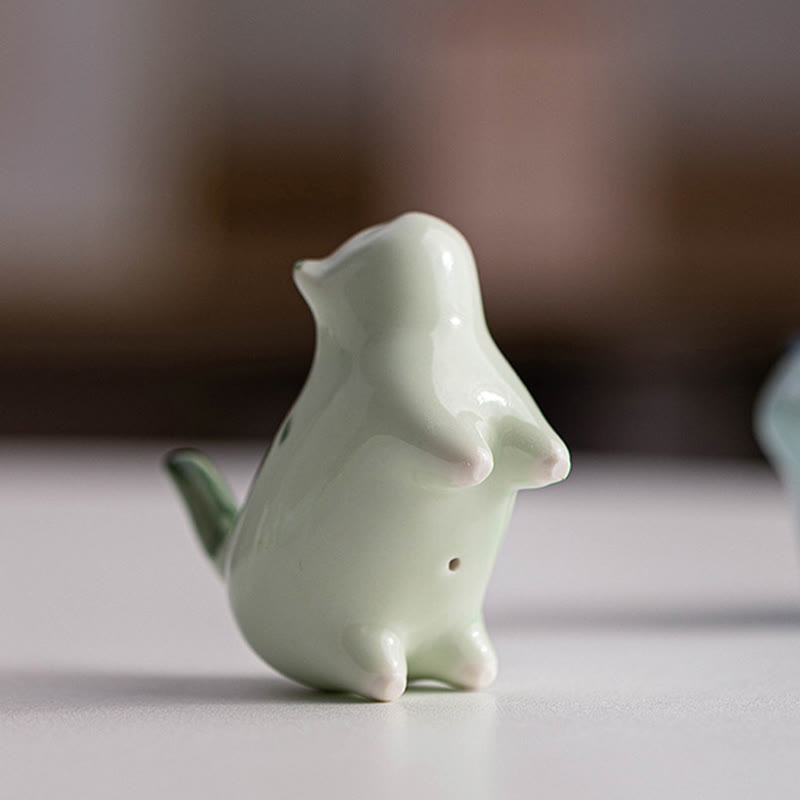 Buddha Stonesミニ幸運かわいい斑点立ち猫眠る子猫陶器置物装飾 - image 3