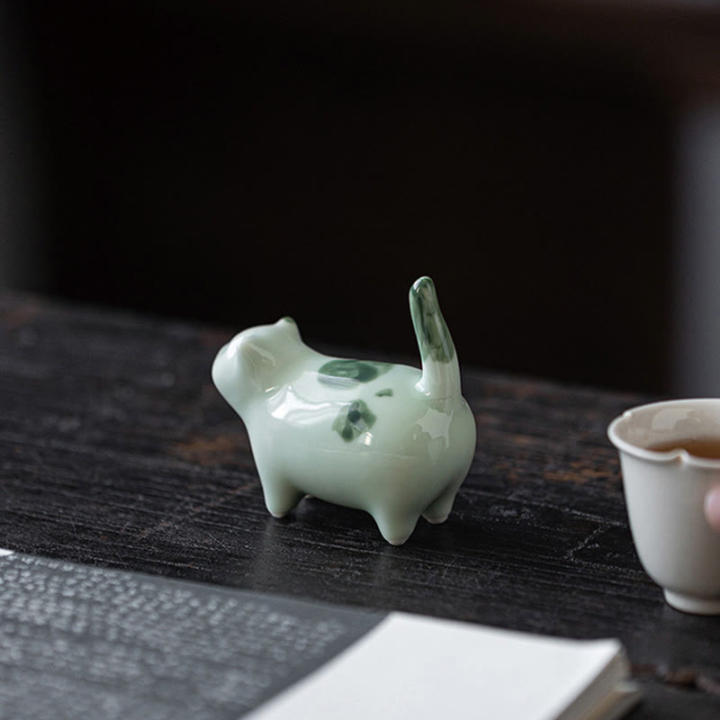 Buddha Stonesミニ幸運かわいい斑点立ち猫眠る子猫陶器置物装飾 - image 8