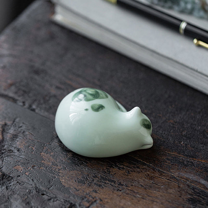 Buddha Stonesミニ幸運かわいい斑点立ち猫眠る子猫陶器置物装飾 - image 20