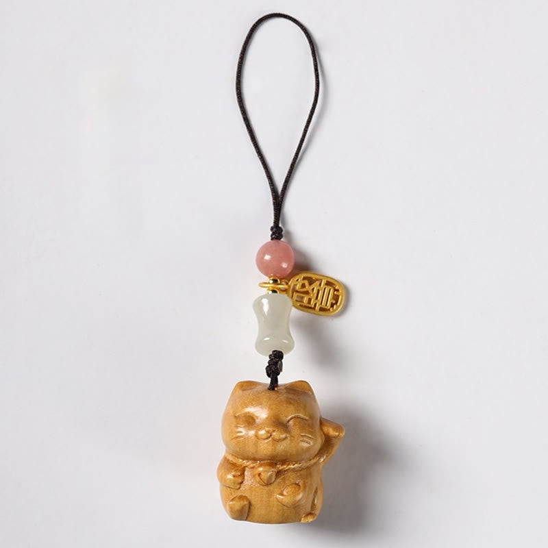 Buddha Stones小葉紫檀緑檀 白檀 招き猫 守護 キーホルダー 携帯電話 吊り下げ装飾 - サンダルウッド - 電話用吊り下げ装飾 - image 19