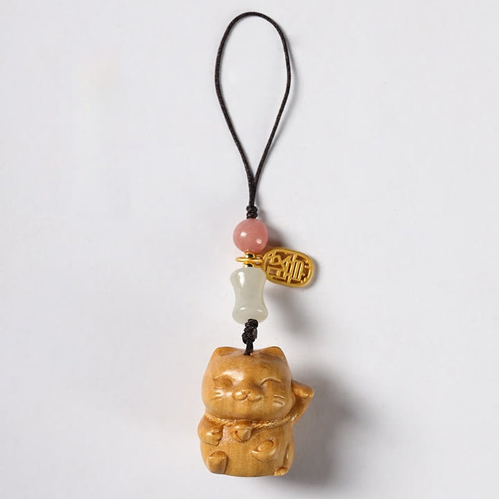 Buddha Stones小葉紫檀緑檀 白檀 招き猫 守護 キーホルダー 携帯電話 吊り下げ装飾 - サンダルウッド - 電話用吊り下げ装飾 - image 19