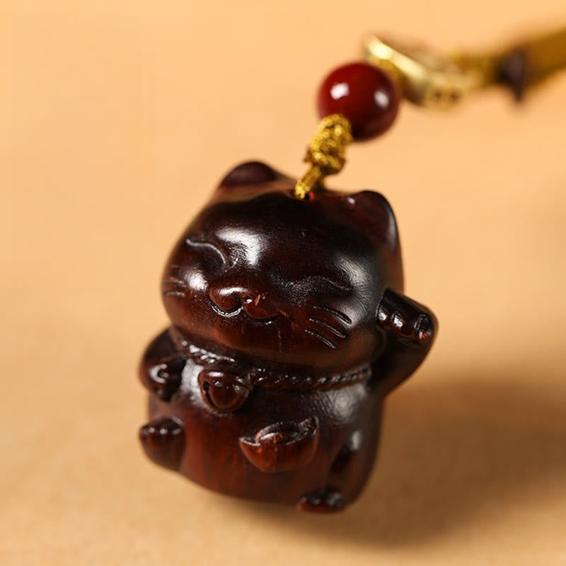 Buddha Stones小葉紫檀緑檀 白檀 招き猫 守護 キーホルダー 携帯電話 吊り下げ装飾 - image 7