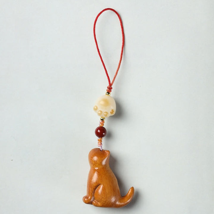 Buddha Stones小葉紫檀緑檀 白檀 座る猫 癒し 電話掛け飾り - サンダルウッド - image 14