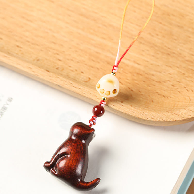 Buddha Stones小葉紫檀緑檀 白檀 座る猫 癒し 電話掛け飾り - image 6