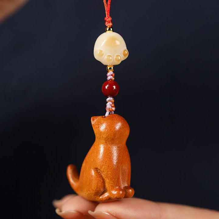 Buddha Stones小葉紫檀緑檀 白檀 座る猫 癒し 電話掛け飾り - image 15