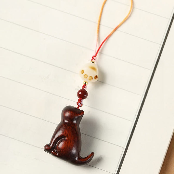 Buddha Stones小葉紫檀緑檀 白檀 座る猫 癒し 電話掛け飾り - image 7