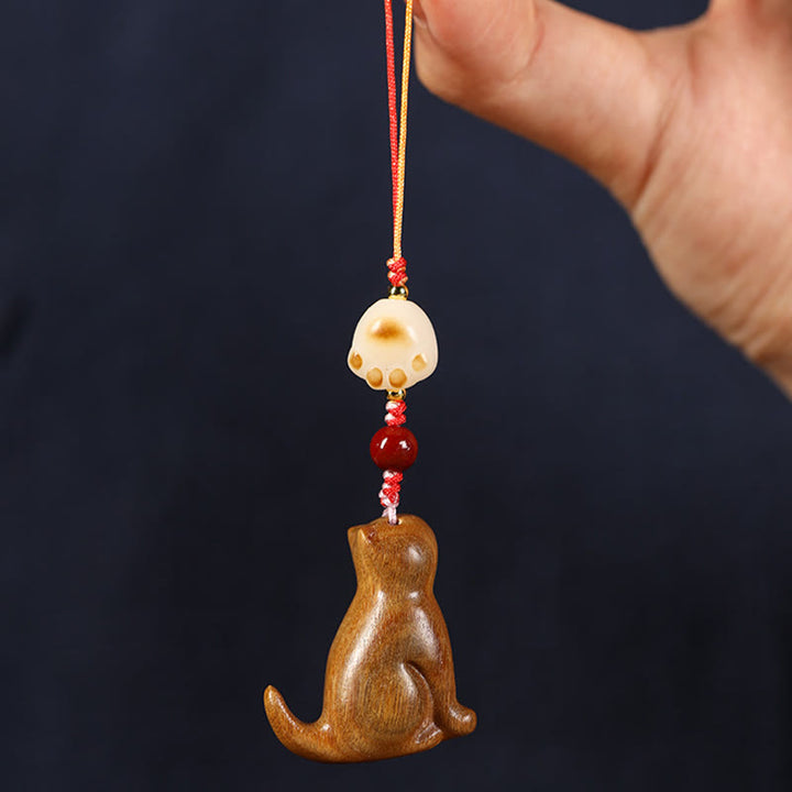 Buddha Stones小葉紫檀緑檀 白檀 座る猫 癒し 電話掛け飾り - image 11