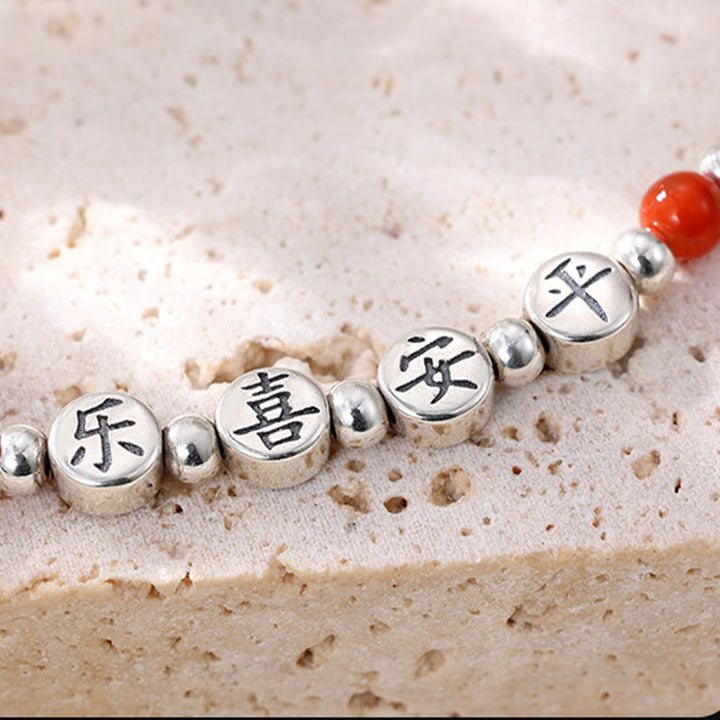 Buddha Stones925スターリングシルバー 小さなビーズ レッドアゲート 平和と喜びの祝福アンクレット - image 10