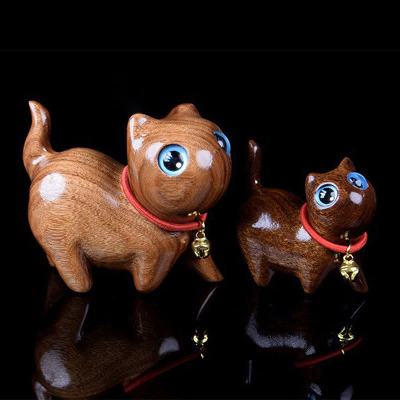 Buddha Stonesローズウッド彫刻 猫の温もり 室内装飾 - image 4