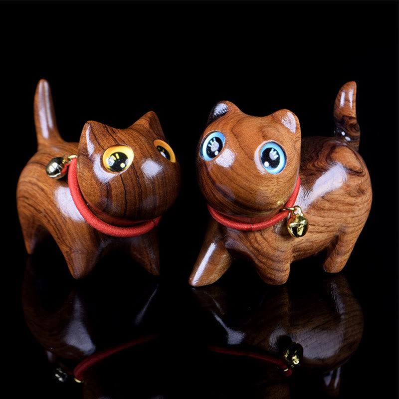 Buddha Stonesローズウッド彫刻 猫の温もり 室内装飾 - image 9