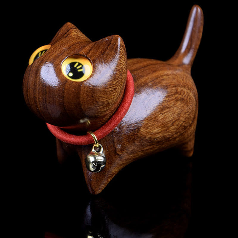 Buddha Stonesローズウッド彫刻 猫の温もり 室内装飾 - 黄色 約65×32×48mm - image 3
