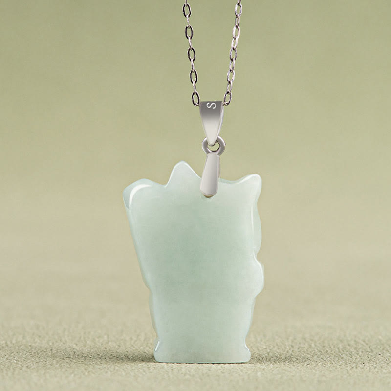 Buddha Stones925スターリングシルバー 翡翠幸運繁栄の猫 繁栄のネックレスペンダント - image 3
