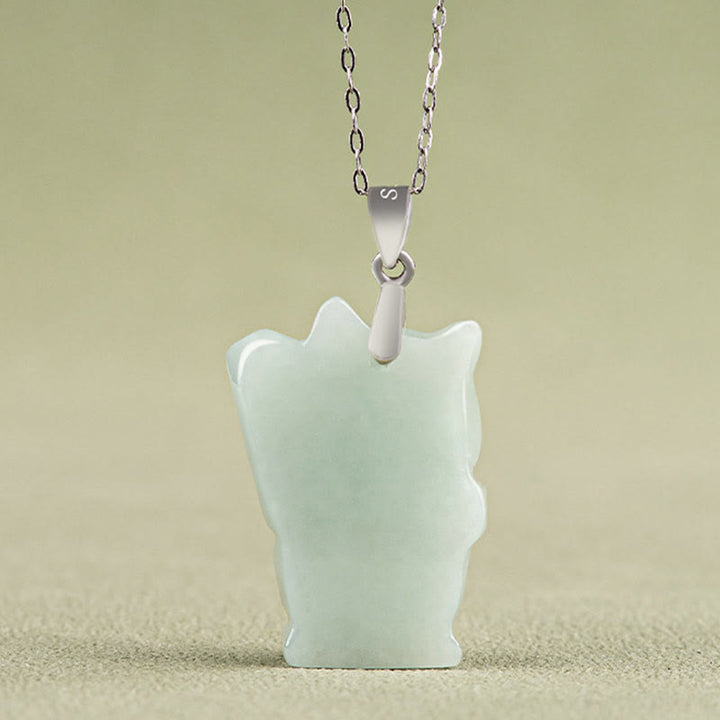 Buddha Stones925スターリングシルバー 翡翠幸運繁栄の猫 繁栄のネックレスペンダント - image 3