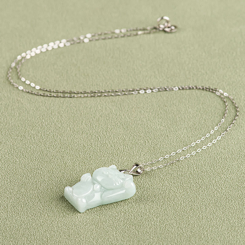 Buddha Stones925スターリングシルバー 翡翠幸運繁栄の猫 繁栄のネックレスペンダント - image 4