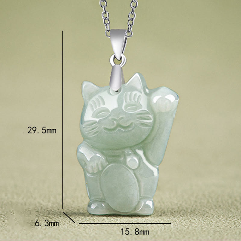 Buddha Stones925スターリングシルバー 翡翠幸運繁栄の猫 繁栄のネックレスペンダント - image 5
