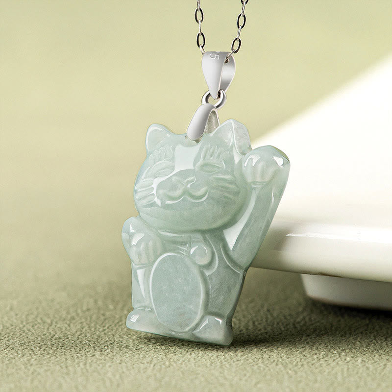 Buddha Stones925スターリングシルバー 翡翠幸運繁栄の猫 繁栄のネックレスペンダント - image 2