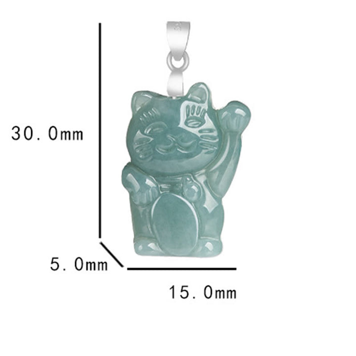 Buddha Stones 925スターリングシルバー 天然翡翠 幸運の猫 豊穣のネックレスペンダント - image 6