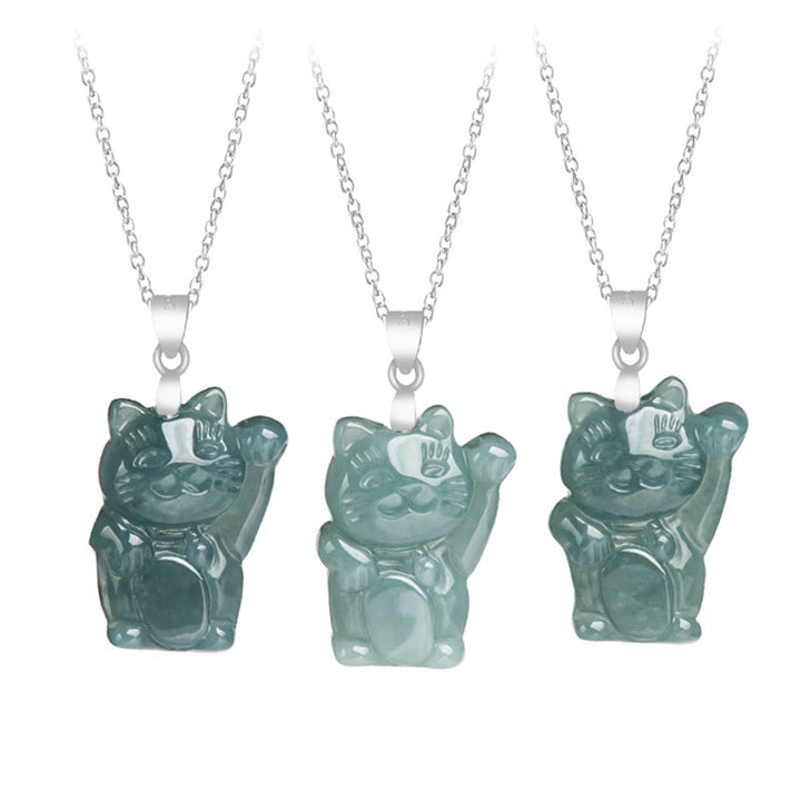 Buddha Stones 925スターリングシルバー 天然翡翠 幸運の猫 豊穣のネックレスペンダント - image 7