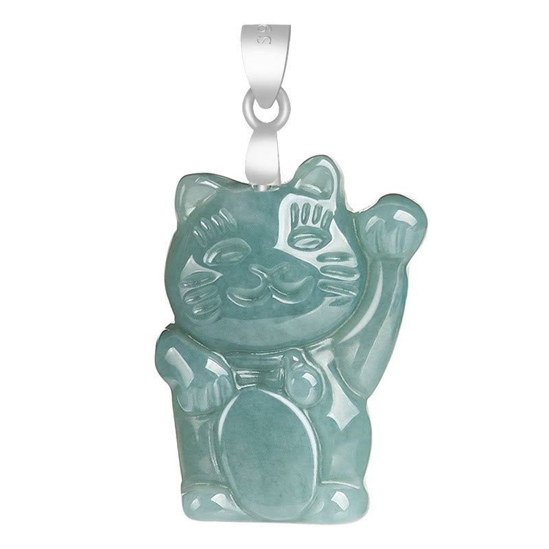Buddha Stones 925スターリングシルバー 天然翡翠 幸運の猫 豊穣のネックレスペンダント - image 5