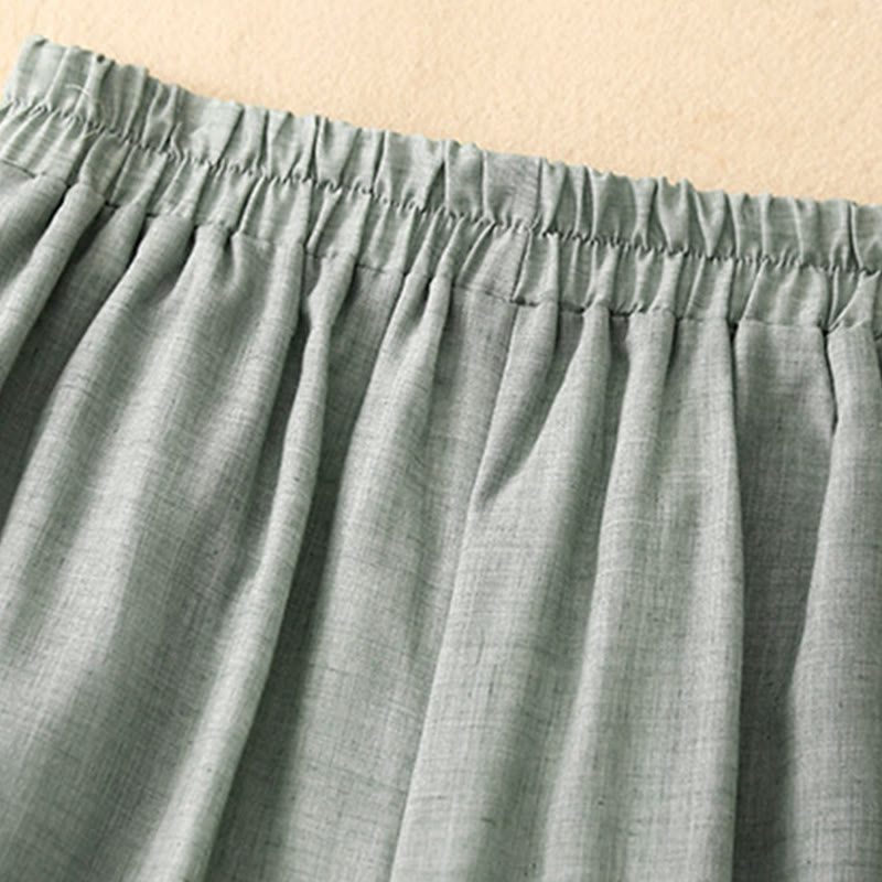 Buddha Stonesカジュアル無地チャイニーズフロッグボタンコットンリネンレディースワイドレッグパンツ - image 18