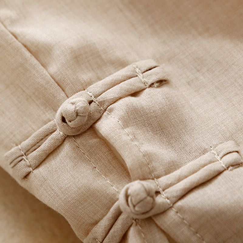 Buddha Stonesカジュアル無地チャイニーズフロッグボタンコットンリネンレディースワイドレッグパンツ - image 14