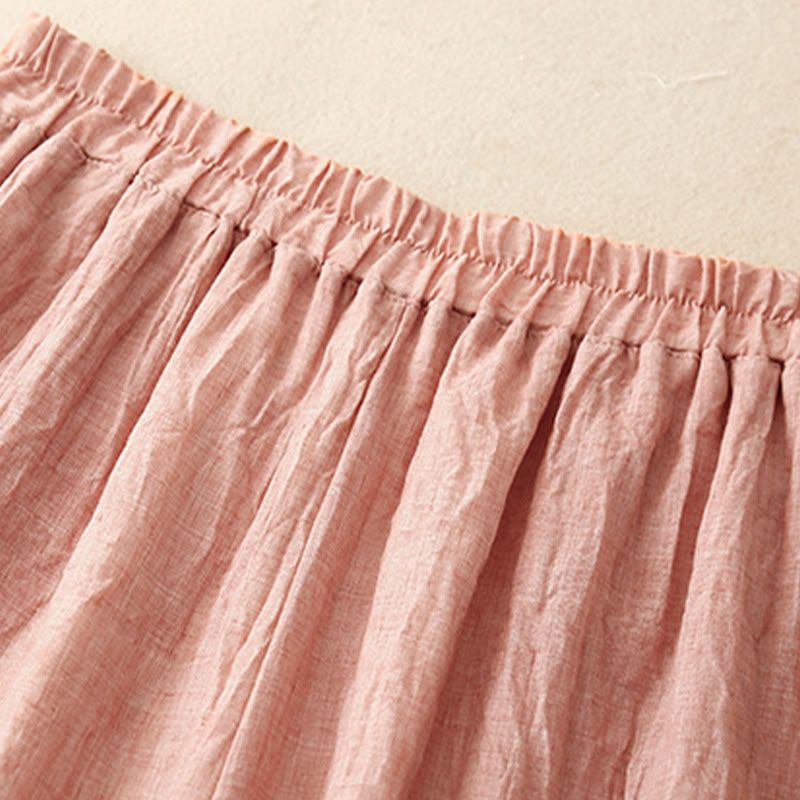 Buddha Stonesカジュアル無地チャイニーズフロッグボタンコットンリネンレディースワイドレッグパンツ - image 1