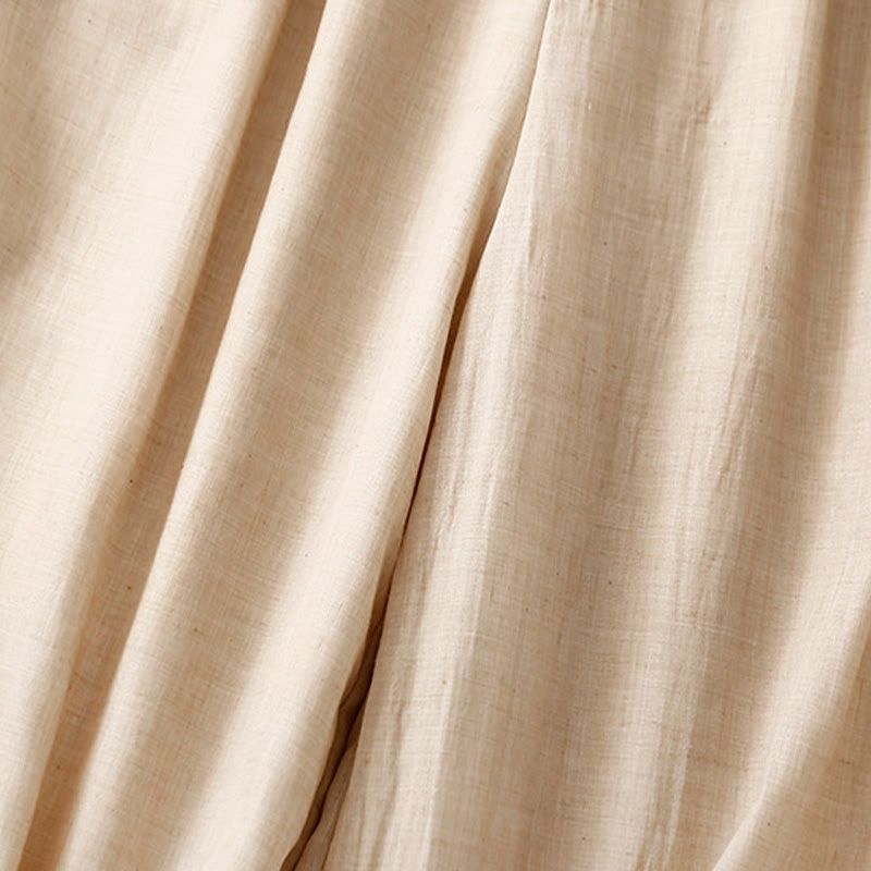 Buddha Stonesカジュアル無地チャイニーズフロッグボタンコットンリネンレディースワイドレッグパンツ - image 13