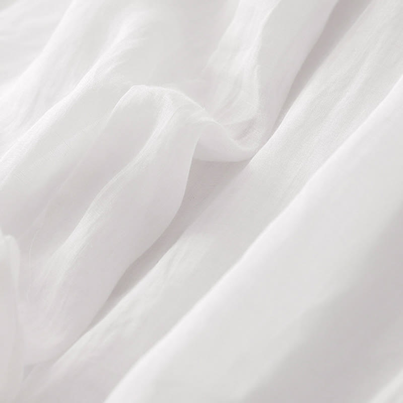 Buddha Stones夏用刺繍入りダブルレイヤーコットンリネンレディースワイドレッグパンツ（ポケット付き） - image 27