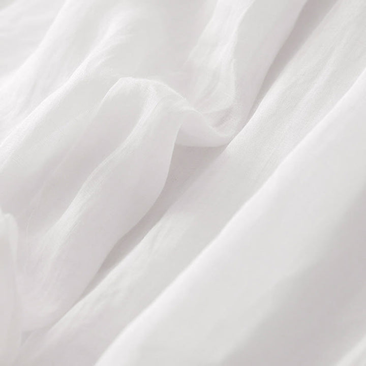 Buddha Stones夏用刺繍入りダブルレイヤーコットンリネンレディースワイドレッグパンツ（ポケット付き） - image 27