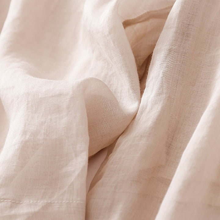 Buddha Stones夏用刺繍入りダブルレイヤーコットンリネンレディースワイドレッグパンツ（ポケット付き） - image 22