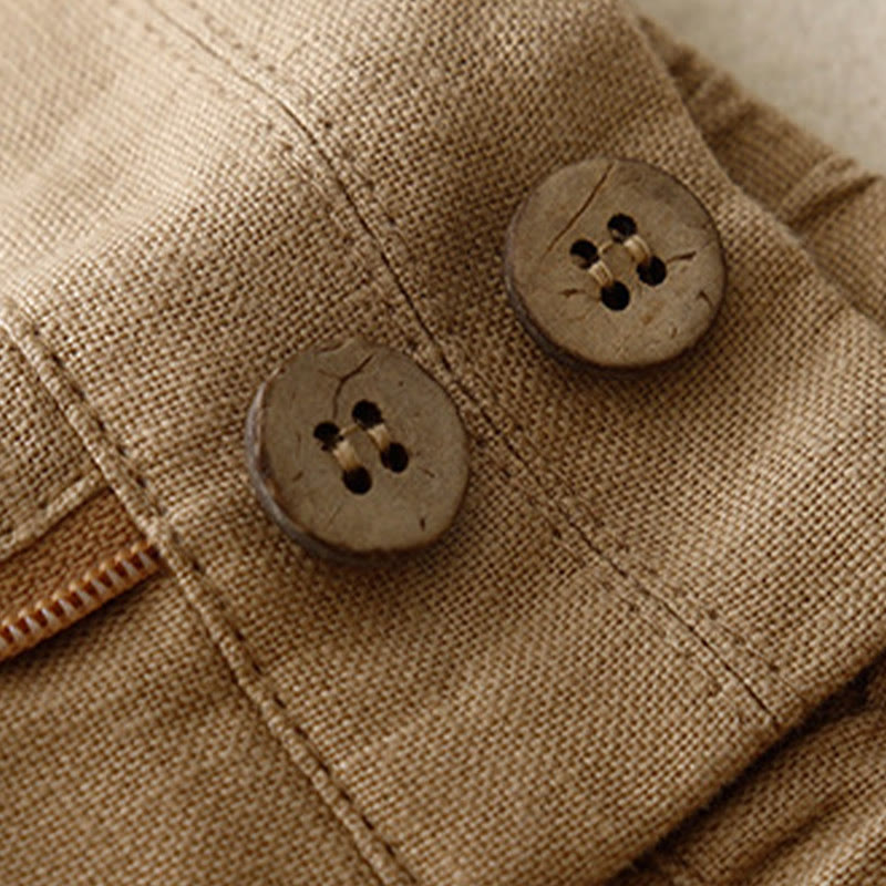 Buddha Stones夏 カジュアル シンプルデザイン リネン レディース ワイドレッグパンツ ジッパーポケット付き - image 39