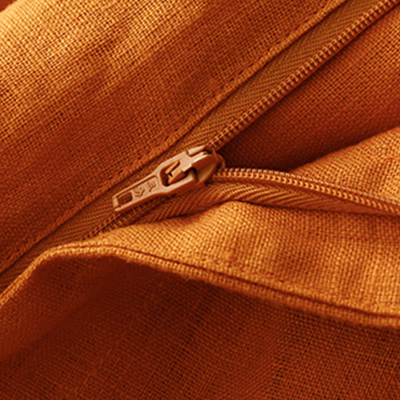 Buddha Stones夏 カジュアル シンプルデザイン リネン レディース ワイドレッグパンツ ジッパーポケット付き - image 24