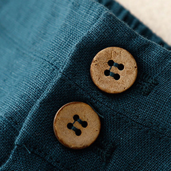 Buddha Stones夏 カジュアル シンプルデザイン リネン レディース ワイドレッグパンツ ジッパーポケット付き - image 2