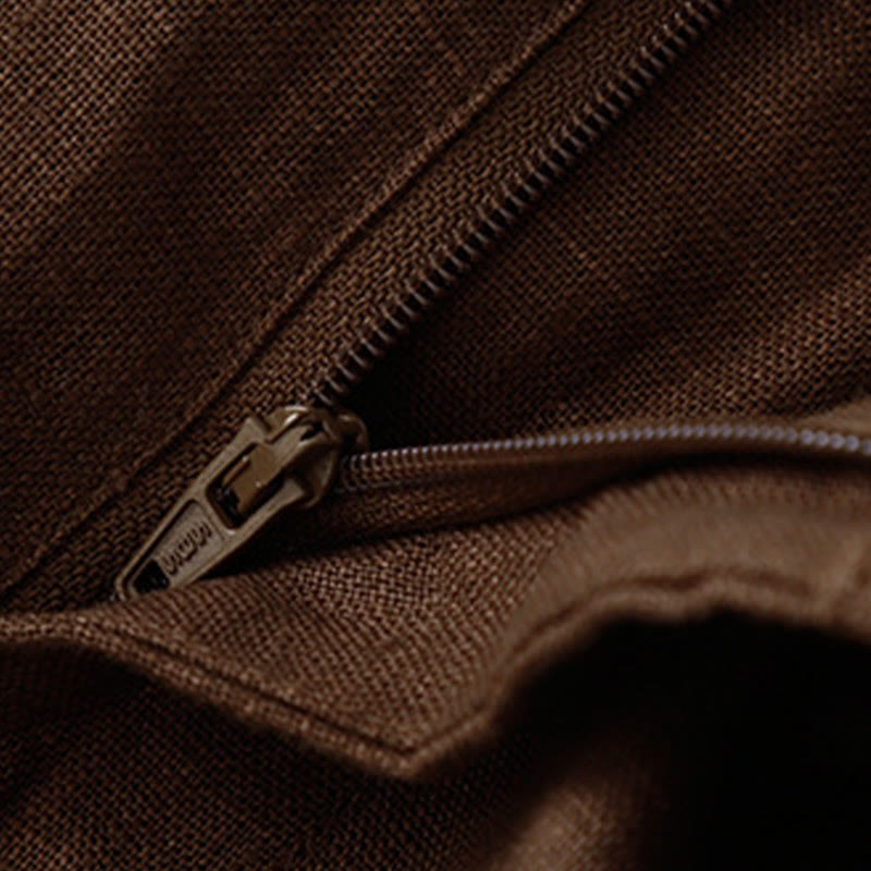 Buddha Stones夏 カジュアル シンプルデザイン リネン レディース ワイドレッグパンツ ジッパーポケット付き - image 64