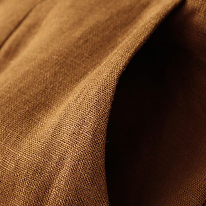 Buddha Stones夏 カジュアル シンプルデザイン リネン レディース ワイドレッグパンツ ジッパーポケット付き - image 34