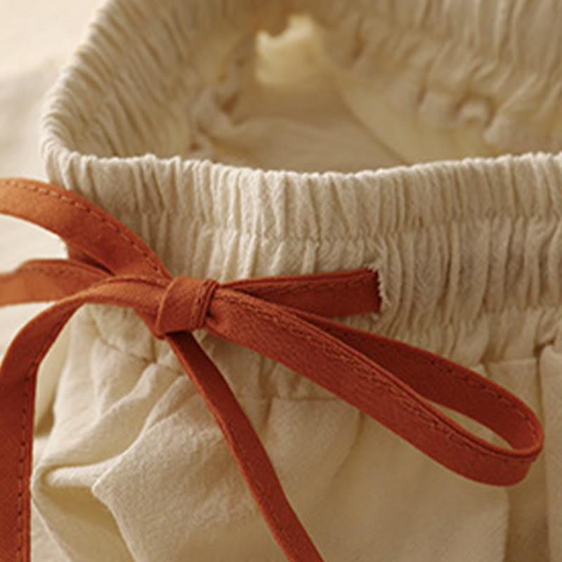 Buddha Stonesカジュアル シンプルデザイン ドローストリング スプリットコットンリネン レディース ワイドレッグパンツ ポケット付き - image 8