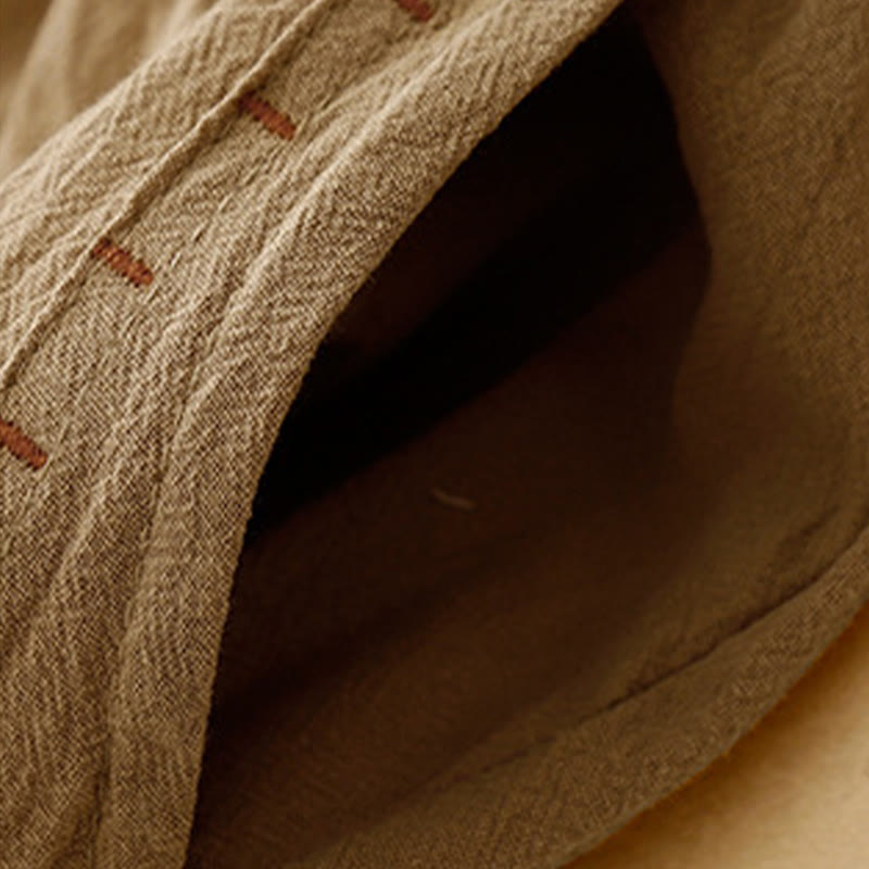 Buddha Stonesカジュアル シンプルデザイン ドローストリング スプリットコットンリネン レディース ワイドレッグパンツ ポケット付き - image 3