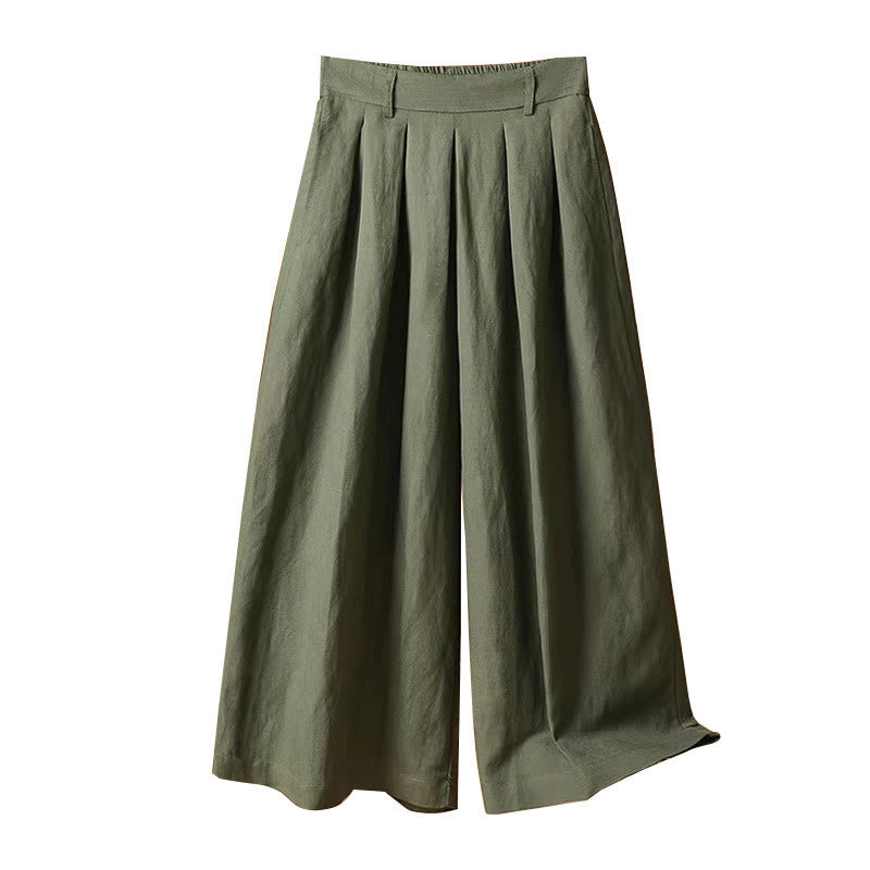 Buddha Stones夏 カジュアル 純色 7-8丈 コットンリネン レディース ワイドレッグパンツ - image 8