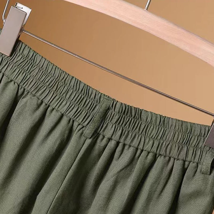 Buddha Stones夏 カジュアル 純色 7-8丈 コットンリネン レディース ワイドレッグパンツ - image 3