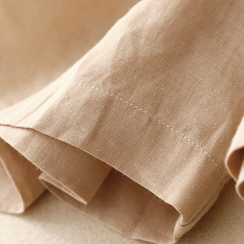 Buddha Stones夏 カジュアル 刺繍 花柄 プリーツ ジッパーボタン コットンリネン レディース ショートパンツ ポケット付き - image 24