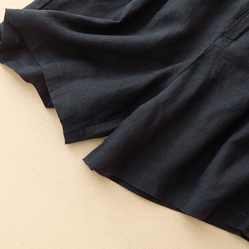 Buddha Stones夏 カジュアル 刺繍 花柄 プリーツ ジッパーボタン コットンリネン レディース ショートパンツ ポケット付き - image 21