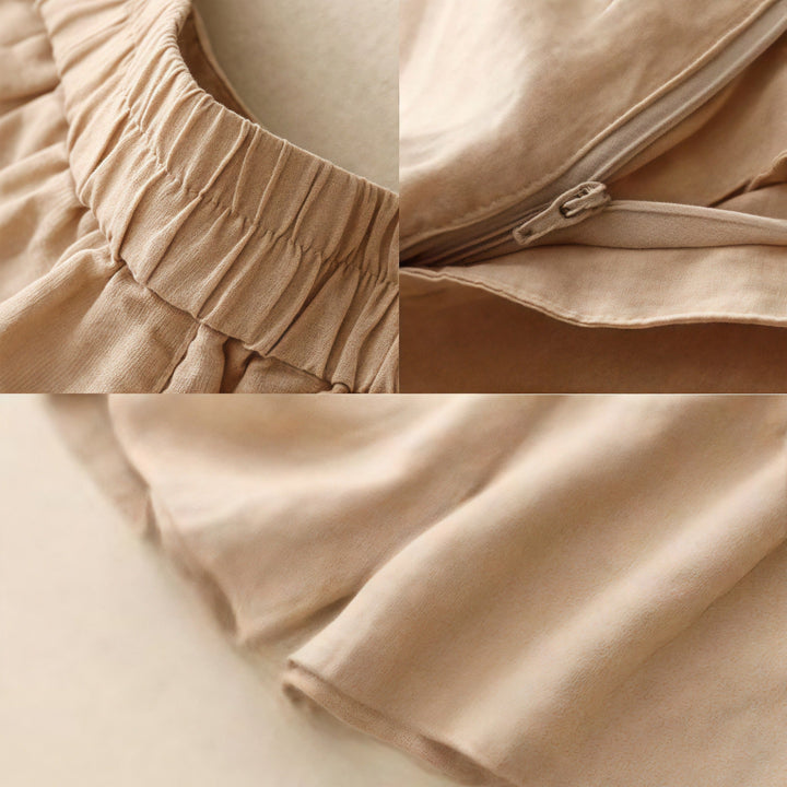 Buddha Stones夏 カジュアル 刺繍 花柄 プリーツ ジッパーボタン コットンリネン レディース ショートパンツ ポケット付き - image 26