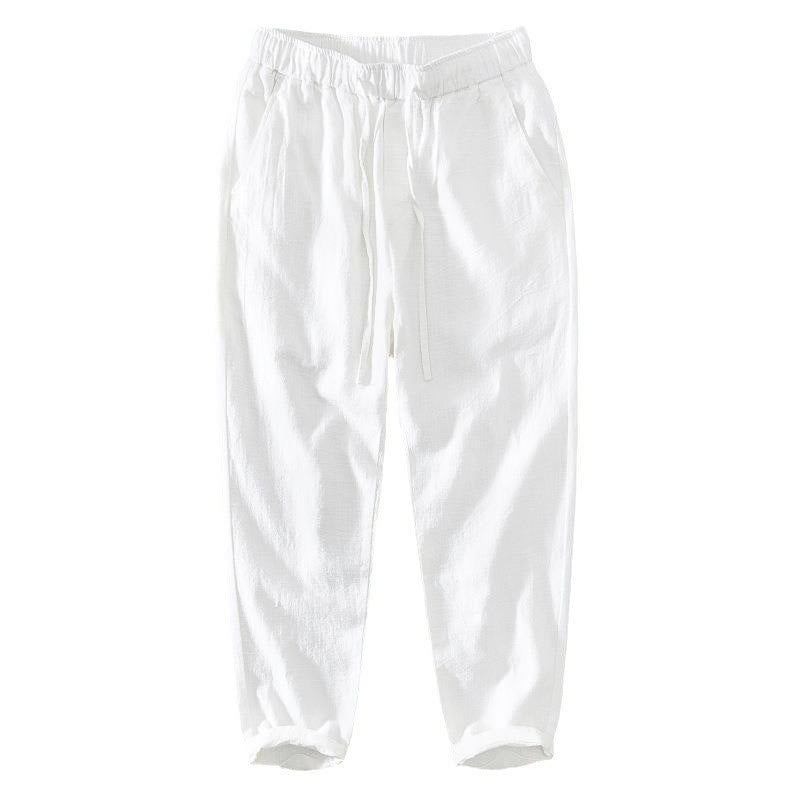 Buddha Stones夏用カジュアルドローストリングラミーリネンメンズパンツ（ポケット付き） - image 9