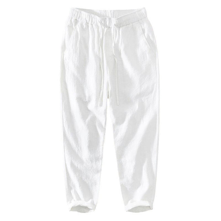 Buddha Stones夏用カジュアルドローストリングラミーリネンメンズパンツ（ポケット付き） - image 9