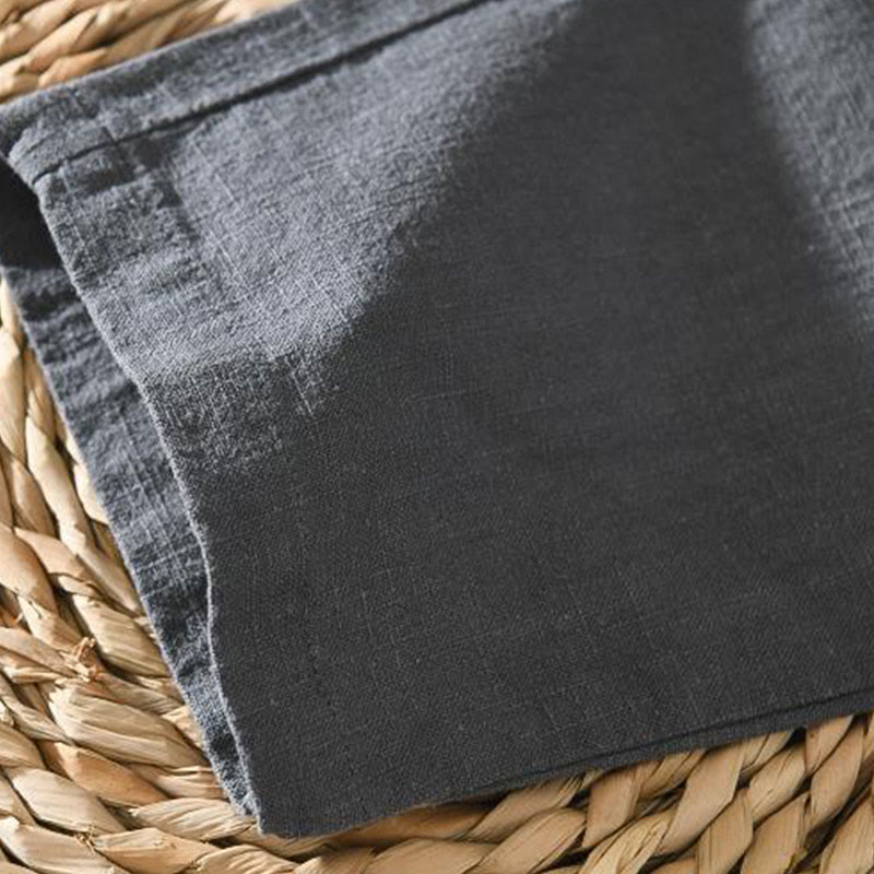 Buddha Stones夏用カジュアルドローストリングラミーリネンメンズパンツ（ポケット付き） - image 2