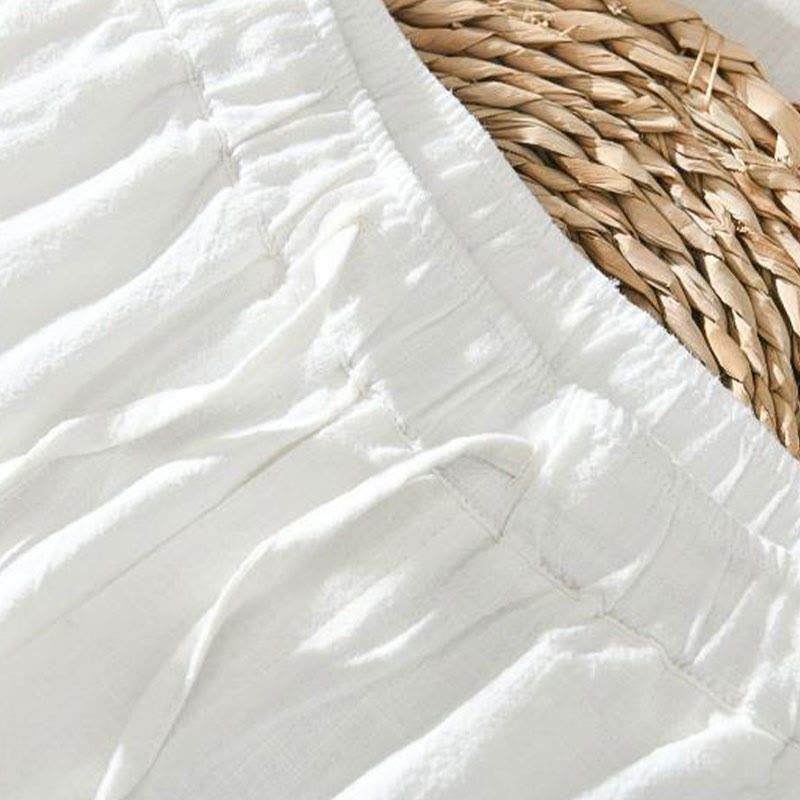 Buddha Stones夏用カジュアルドローストリングラミーリネンメンズパンツ（ポケット付き） - image 4