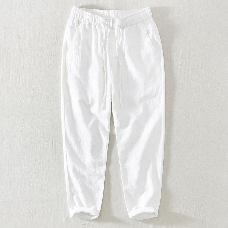 Buddha Stones夏用カジュアルドローストリングラミーリネンメンズパンツ（ポケット付き） - 白 - US/UK/AU44、 EU54 (4XL) - image 3