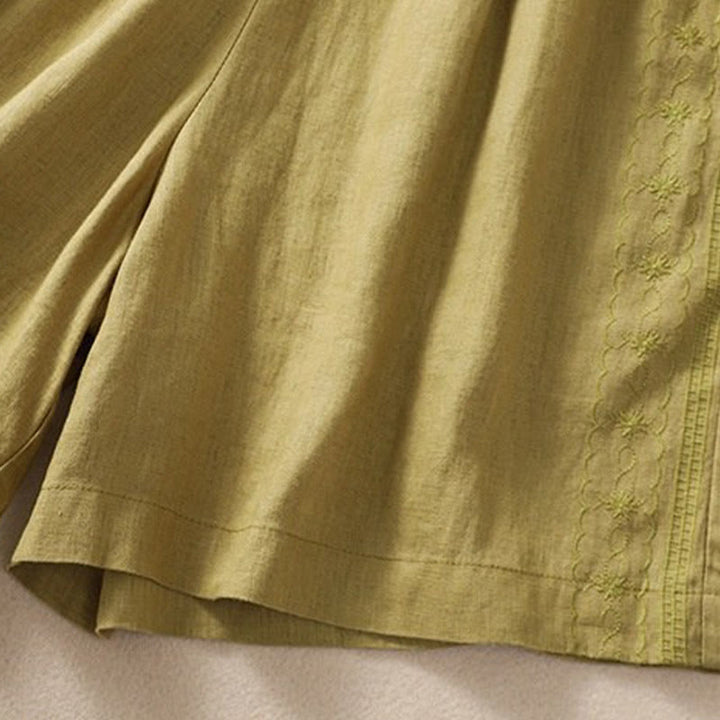 Buddha Stonesカジュアル 花柄 刺繍 ドローストリング コットンリネン レディース ショートパンツ ポケット付き - image 19