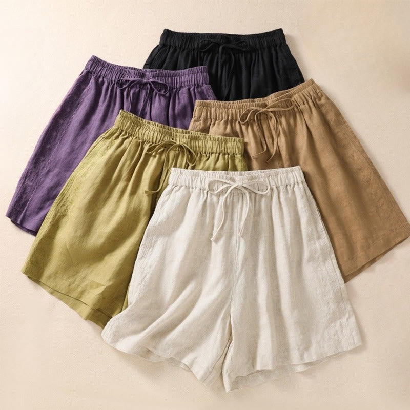 Buddha Stonesカジュアル 花柄 刺繍 ドローストリング コットンリネン レディース ショートパンツ ポケット付き - image 20