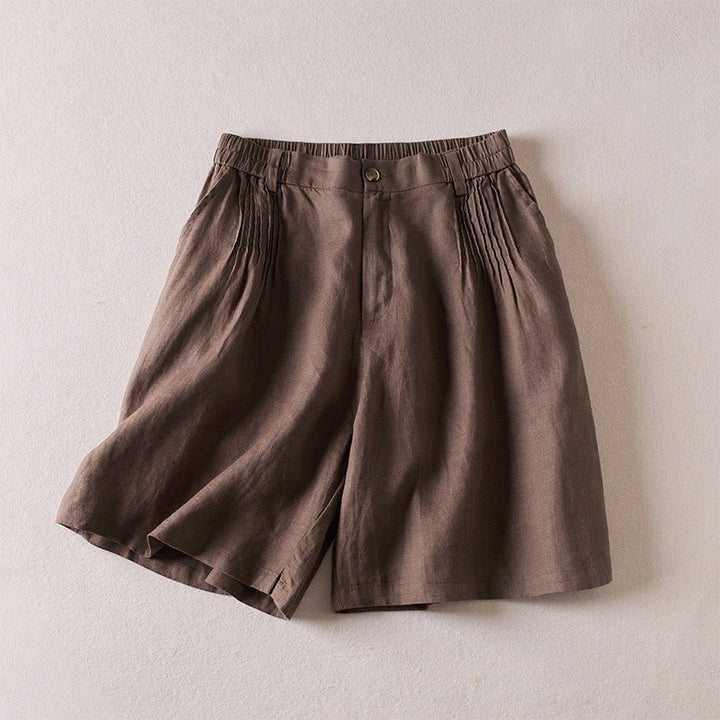 Buddha Stones夏 デイリー シンプル シワ加工 コットンリネン レディース ショートパンツ ポケット付き - サドルブラウン - US8-10，UK/AU12-14，EU40-42 (2XL) - image 21